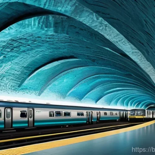 Home 25 지하철 아트와 공간의 연관성 - **Fantastical Cavern Subway Art**
"An expansive subway station interior, designed to evoke a fan...
