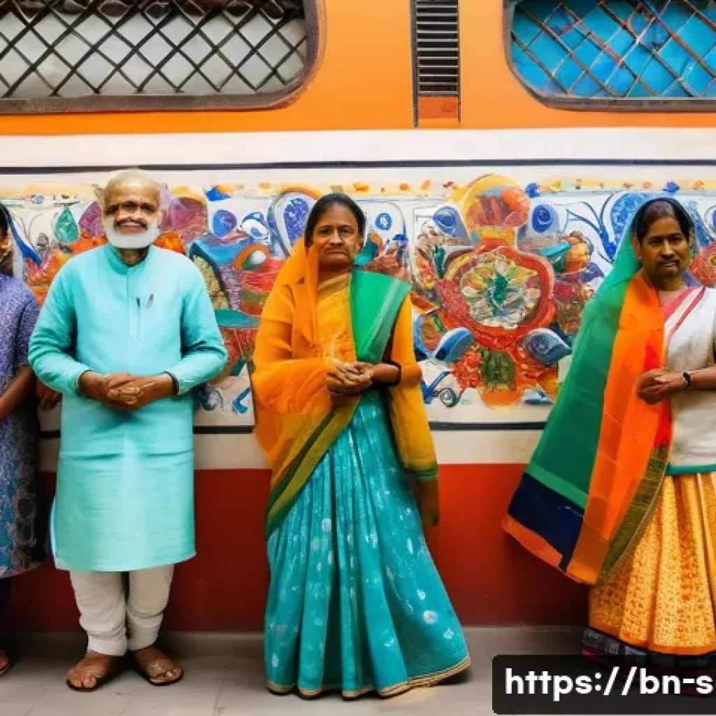 지하철 아트와 다양한 세대 - A vibrant metro station art gallery scene featuring a diverse group of Bengali people from different...