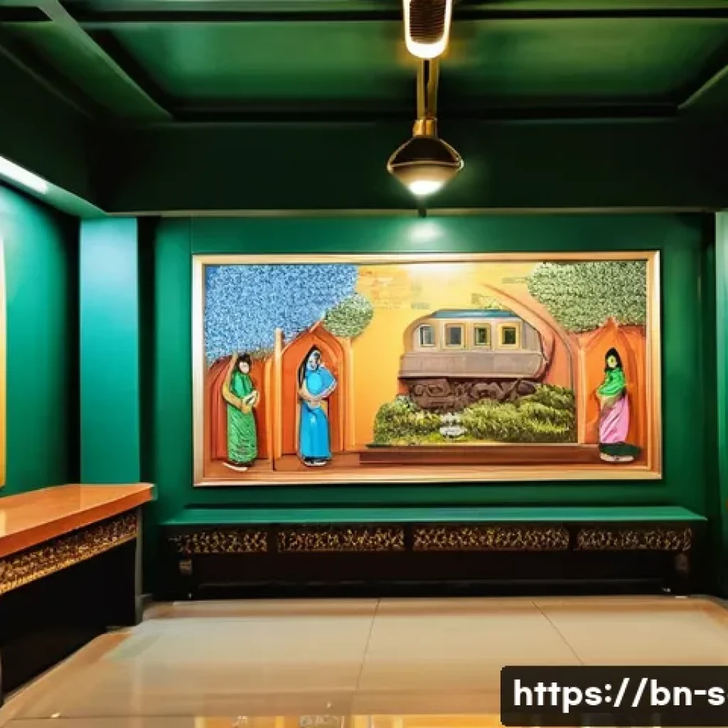 지하철 아트의 유산 - A vibrant metro station interior inspired by Gulshan, featuring detailed sculptures and paintings of...