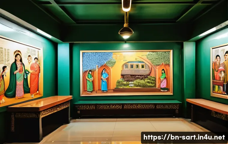 지하철 아트의 유산 - A vibrant metro station interior inspired by Gulshan, featuring detailed sculptures and paintings of...