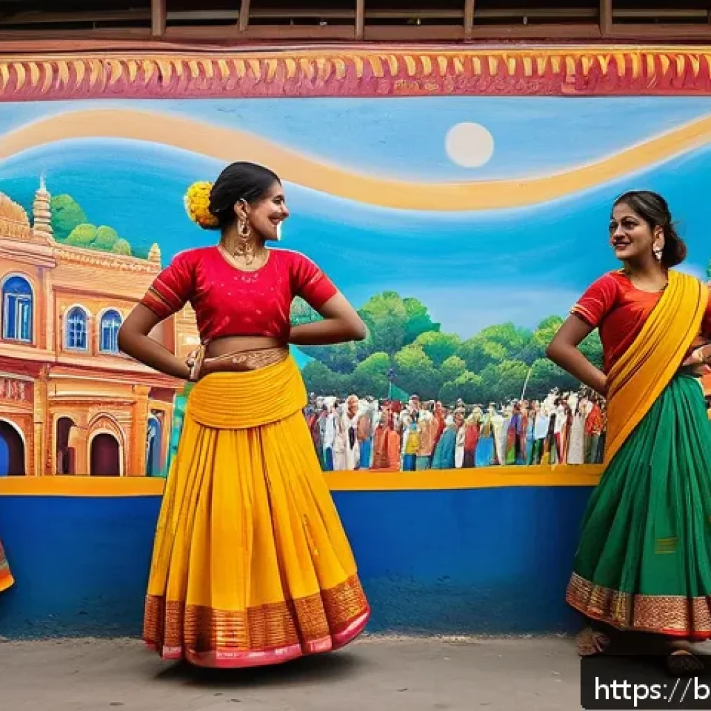 지하철 아트와 지역 사회 - A vibrant urban metro station wall mural depicting traditional Bengali village dance and music scene...